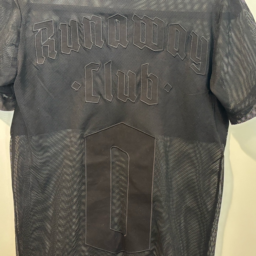 Black Fishnet Mesh Sheer 'Runaway Club' Mini Dress (Streetwear/Club/Goth/Y2K)